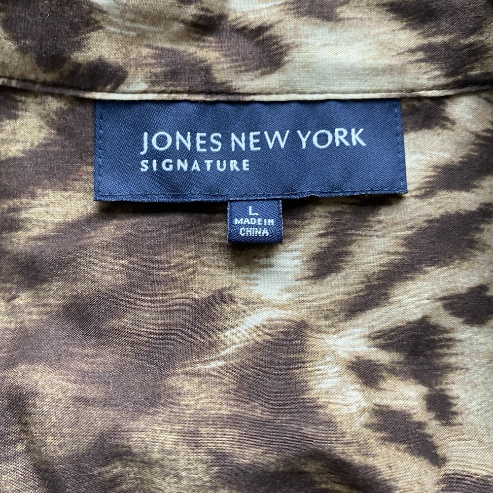 Y2K Jones New York Leopard Print Long Sleeve Button Up Size Large Cherrygirl - Picture 5 of 8